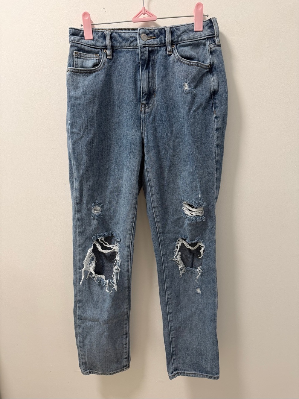 PacSun Distressed Straight Leg Jeans Light Wash Blue Denim Size 3/25